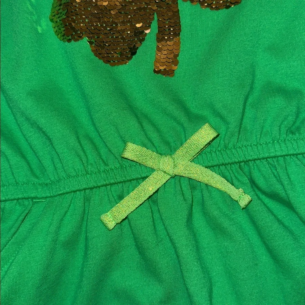 Cat & Jack St. Patrick's Day green dress gold and green flip sequins shamrock L